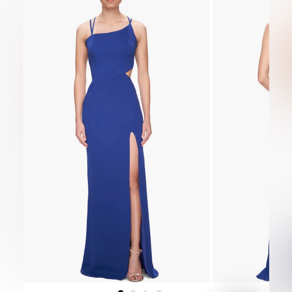 Nwt La Femme 27126 High Slit Strappy Back Gown Royal Blue Sz 12 $360